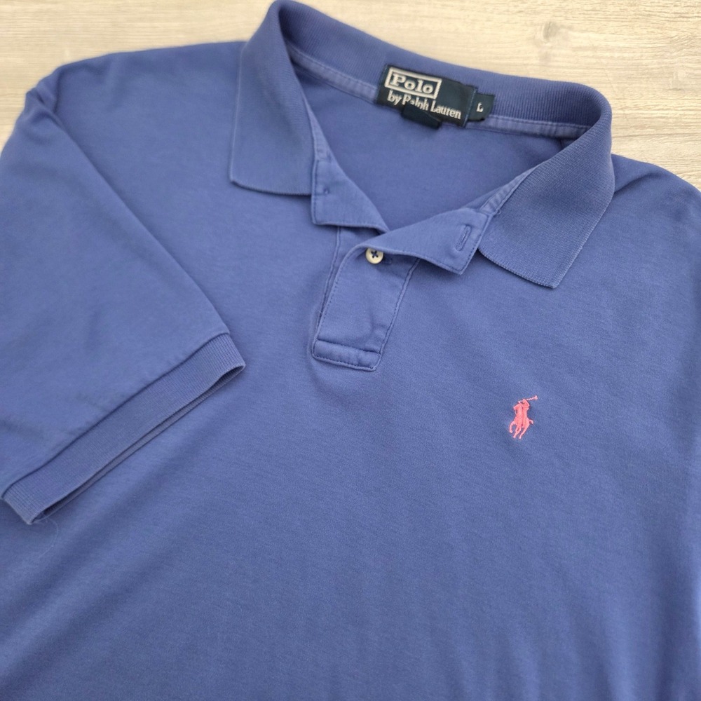 Polo Ralph Lauren Polo Shirt Blue Pink Pony Logo Mens Large
